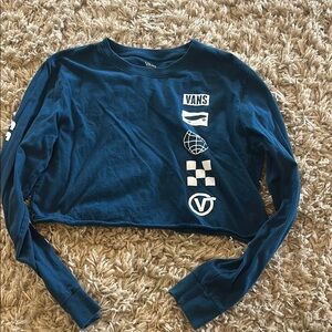 Vans Teal Graphic Long Sleeve Crop Top